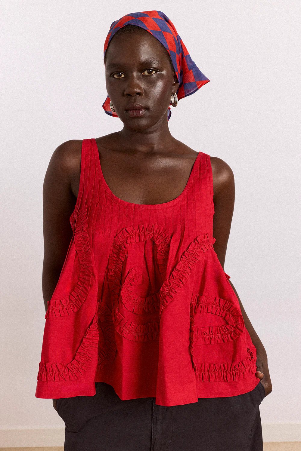 Damson Madder - Stella Ruffle Cami in Red - Kalifornia Jean Bar