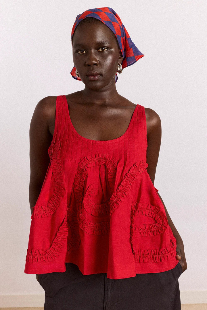 Damson Madder - Stella Ruffle Cami in Red - Kalifornia Jean Bar