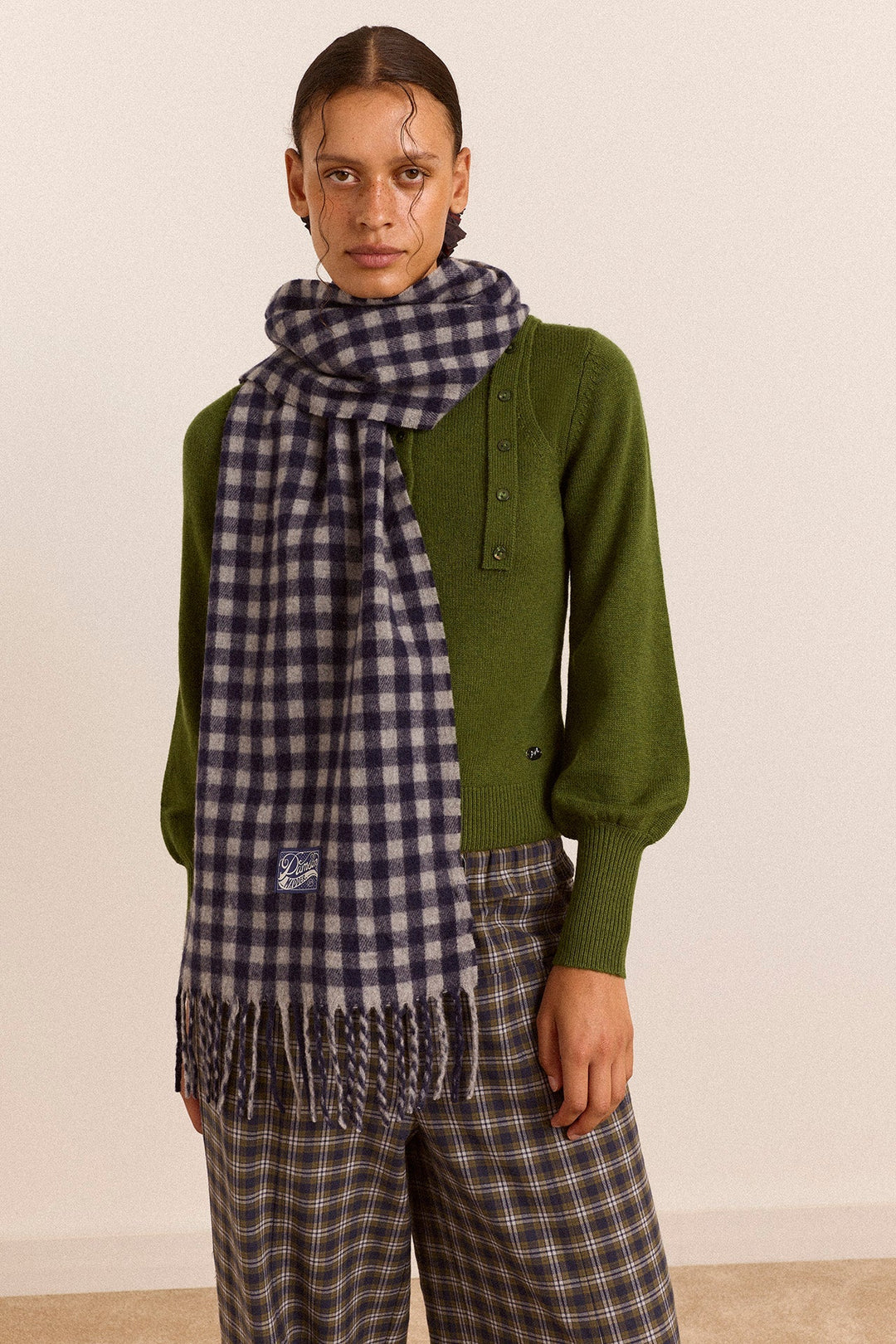Damson Madder - Willow Gingham Wool Scarf - Kalifornia Jean Bar