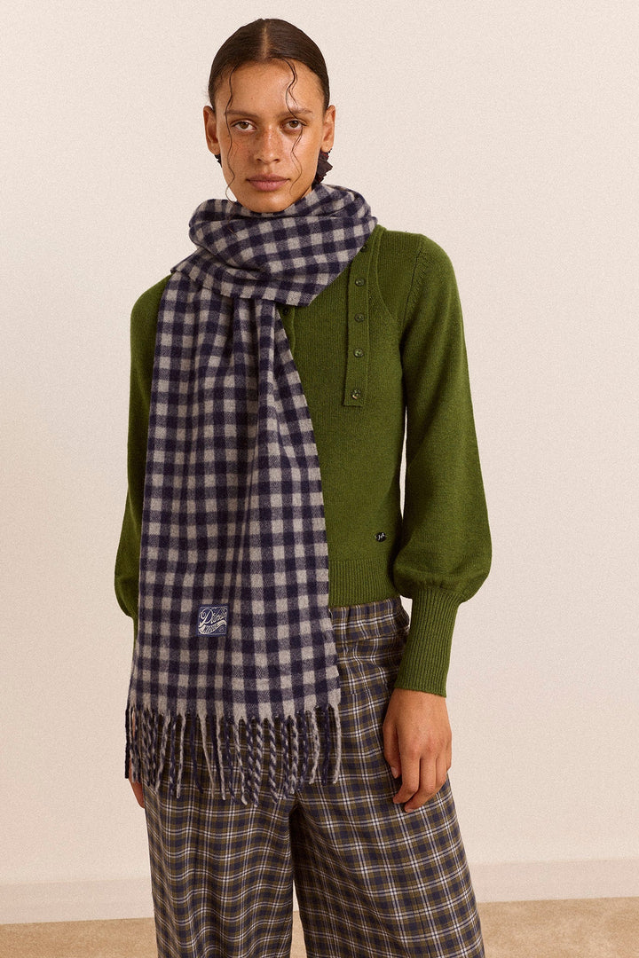 Damson Madder - Willow Gingham Wool Scarf - Kalifornia Jean Bar