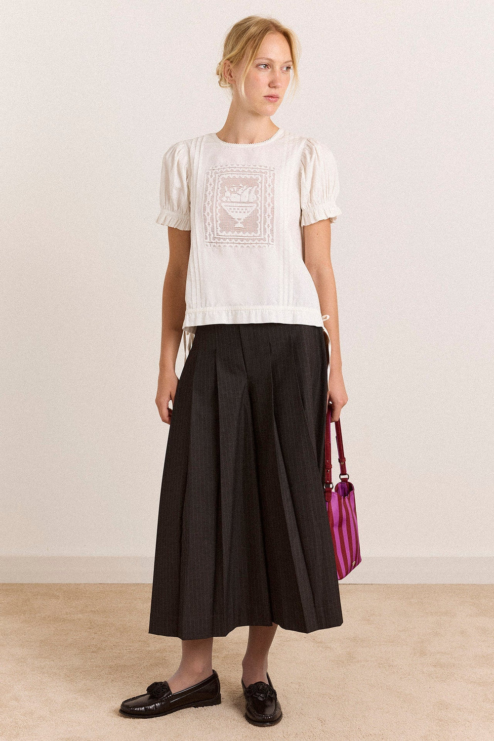 Damson Madder - Winona Striped Pleated Culotte - Kalifornia Jean Bar