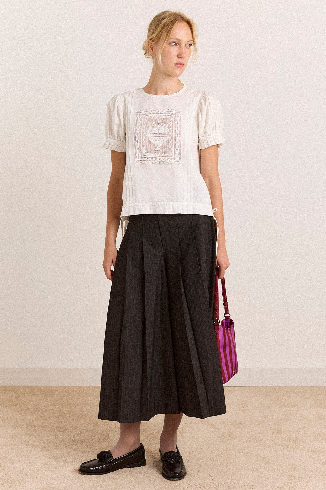 Damson Madder - Winona Striped Pleated Culotte - Kalifornia Jean Bar