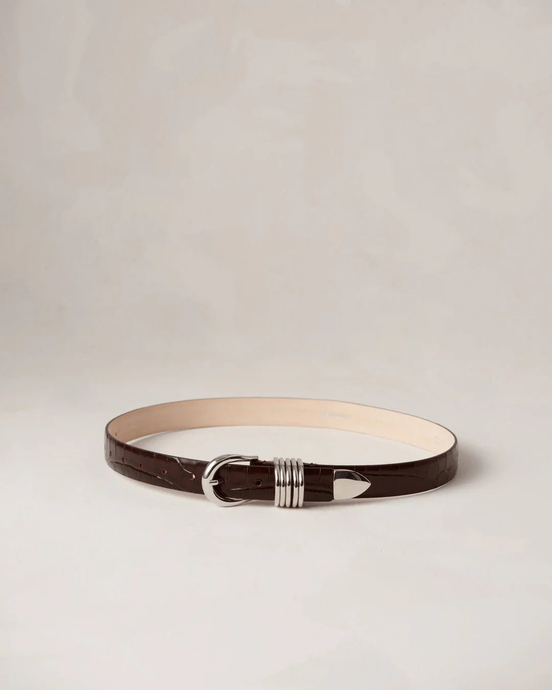 Déhanche - Hollyhock Croco Belt in Dark Chocolate / Silver - Kalifornia Jean Bar