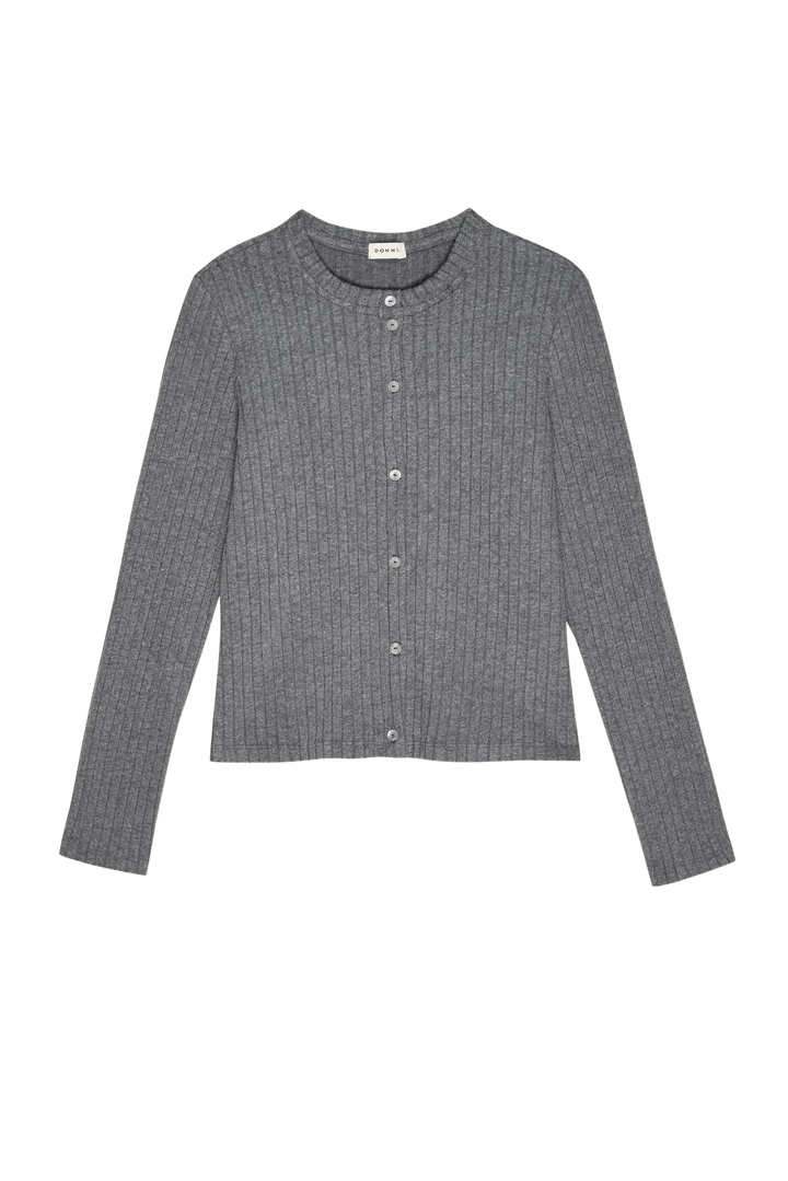 Donni - Charcoal Grey Sweater Rib Cardi - Kalifornia Jean Bar