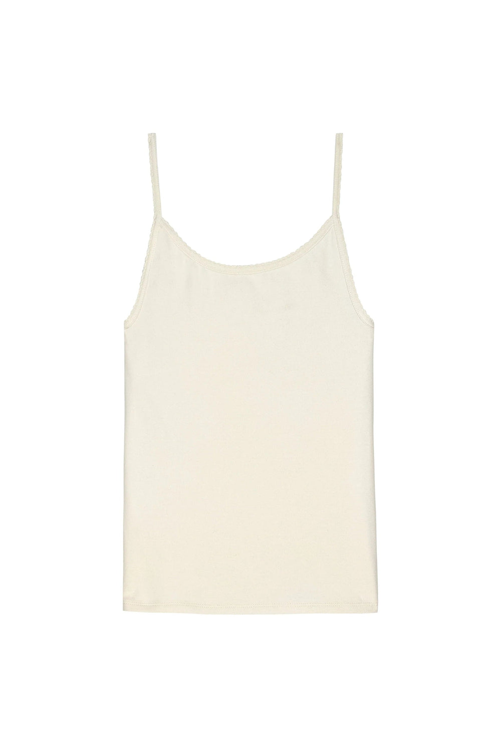 DONNI - Creme Baby Rib Scallop Tank - Kalifornia Jean Bar