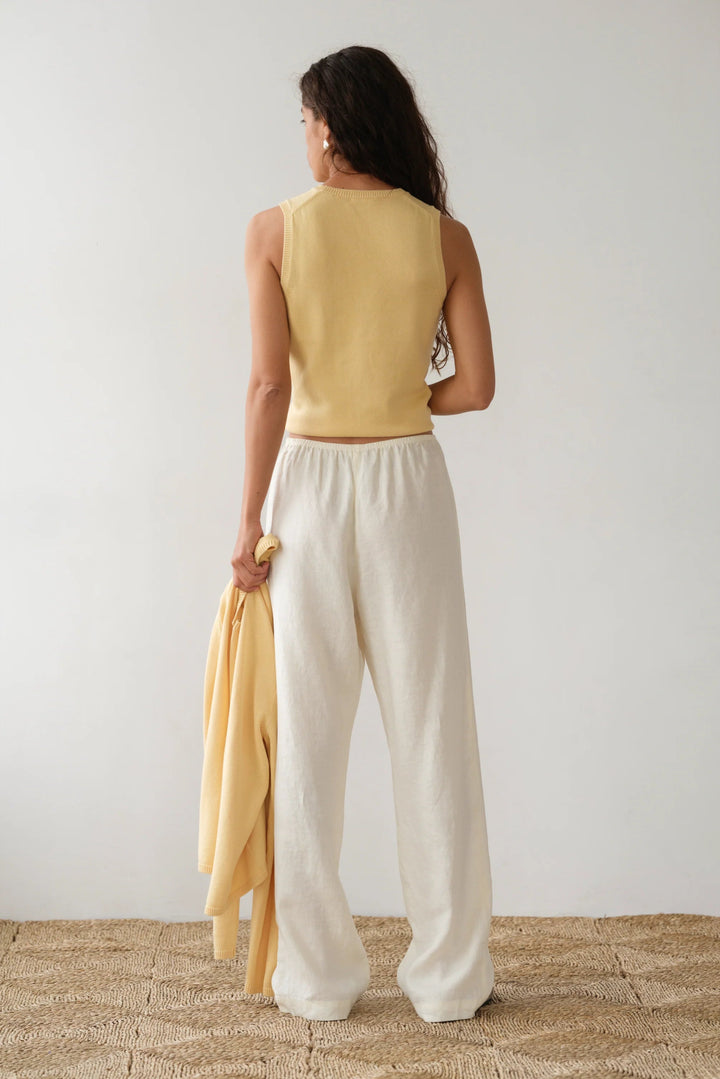 Donni - Creme Linen Simple Pant - Kalifornia Jean Bar