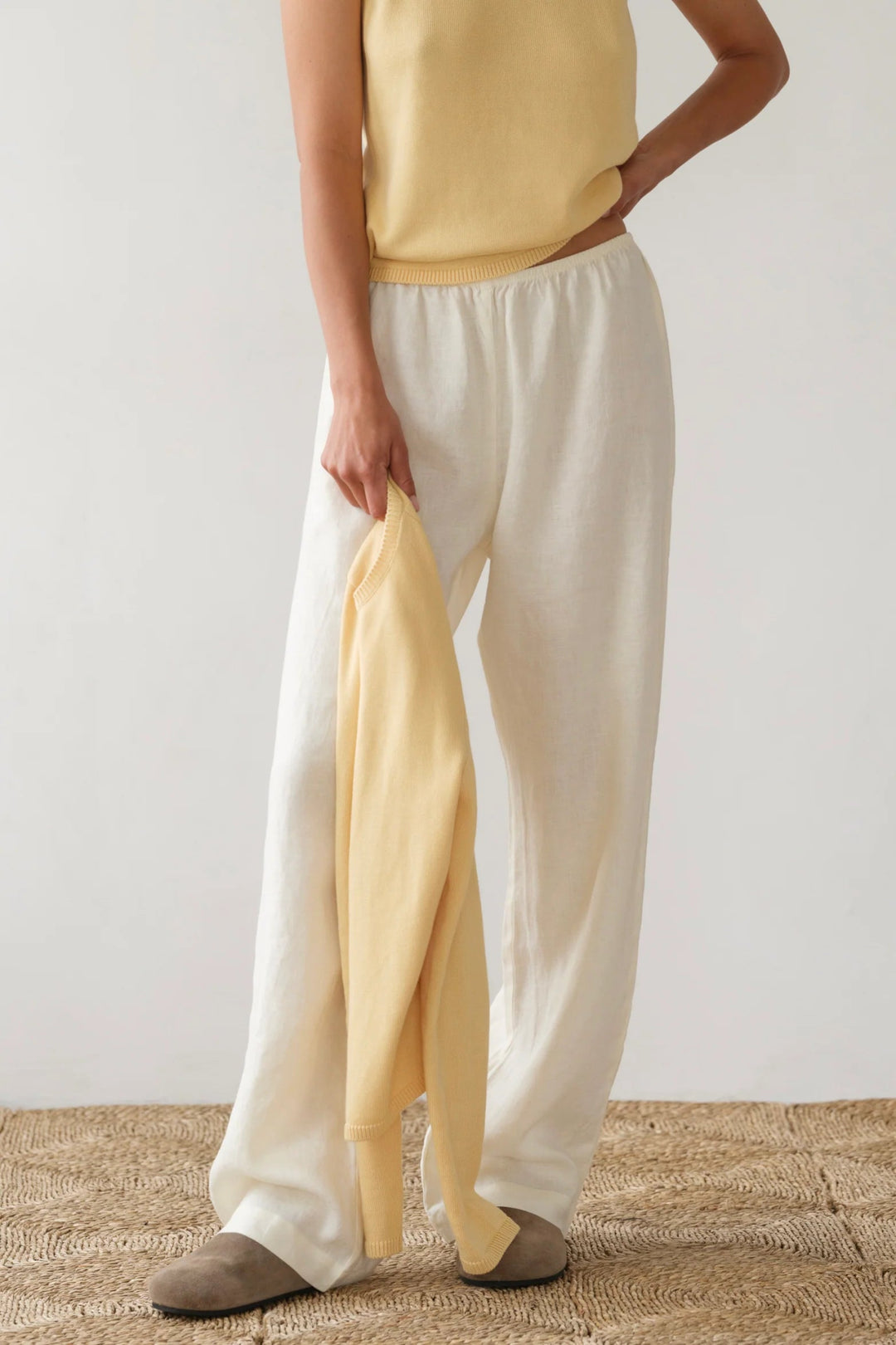 Donni - Creme Linen Simple Pant - Kalifornia Jean Bar
