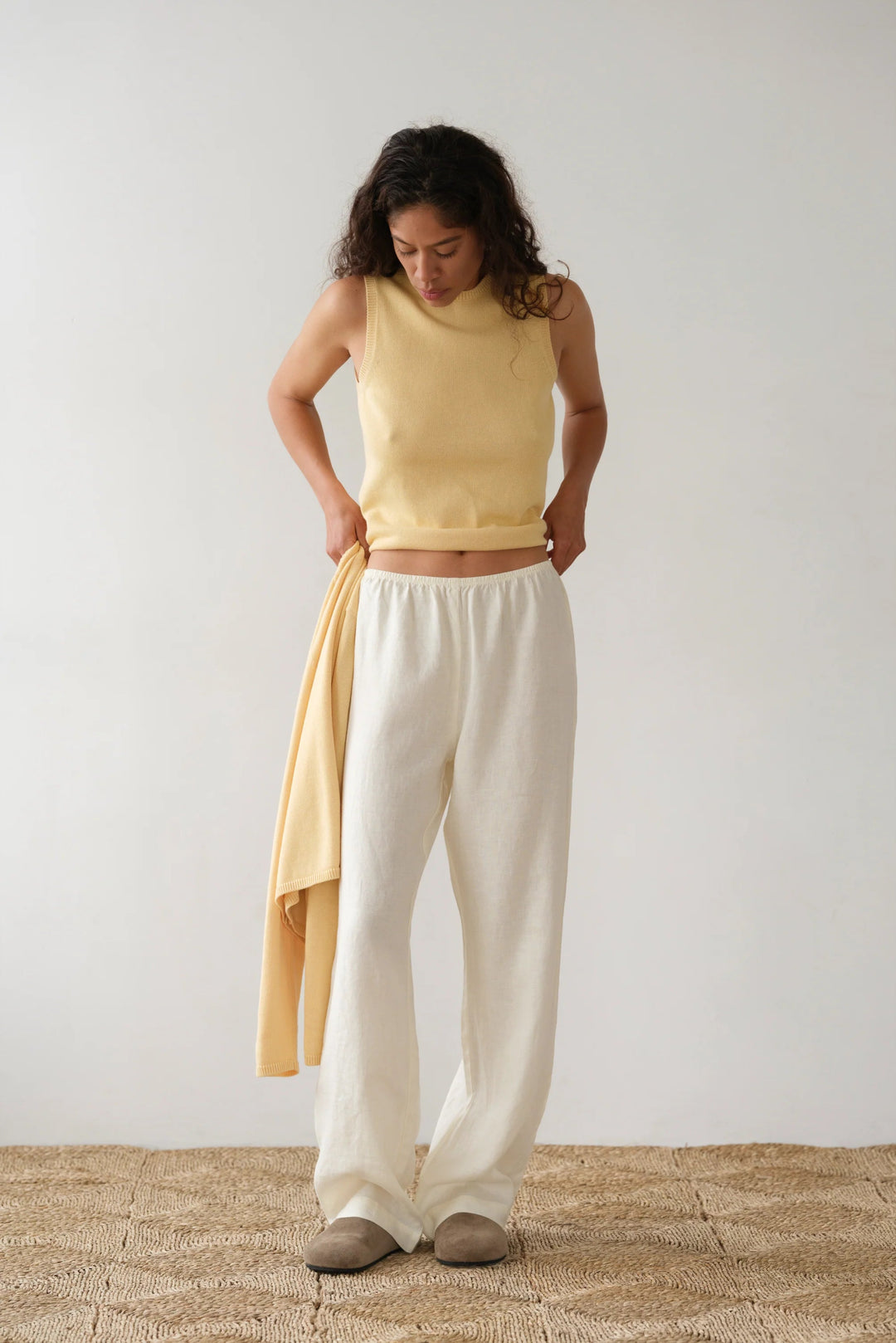 Donni - Creme Linen Simple Pant - Kalifornia Jean Bar
