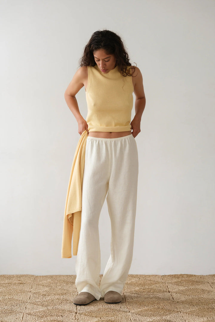 Donni - Creme Linen Simple Pant - Kalifornia Jean Bar
