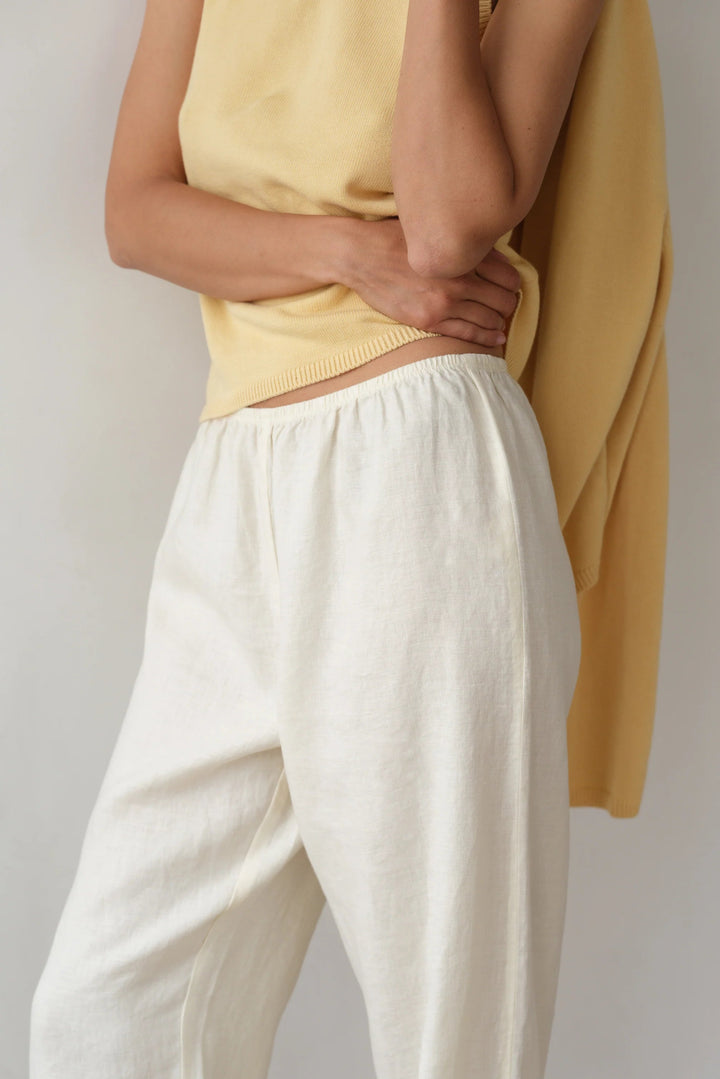 Donni - Creme Linen Simple Pant - Kalifornia Jean Bar