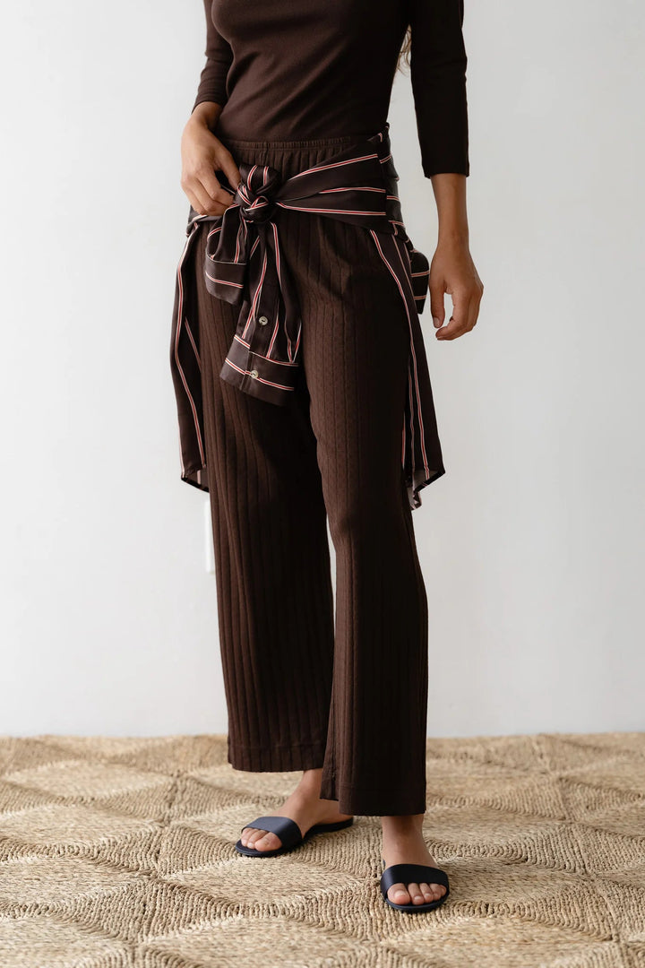 Donni - Espresso Pointelle Simple Crop Pant - Kalifornia Jean Bar