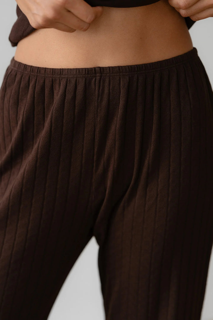 Donni - Espresso Pointelle Simple Crop Pant - Kalifornia Jean Bar