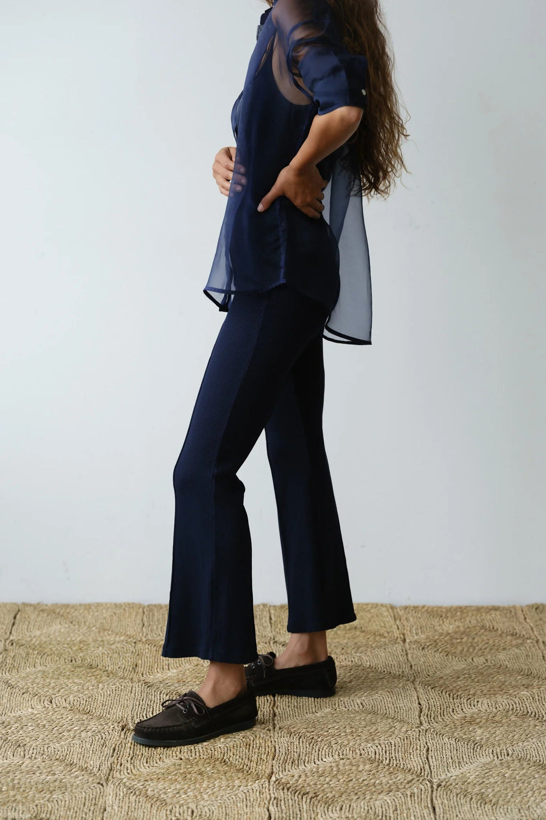 Donni - Navy Rib Kick Flare Pant - Kalifornia Jean Bar