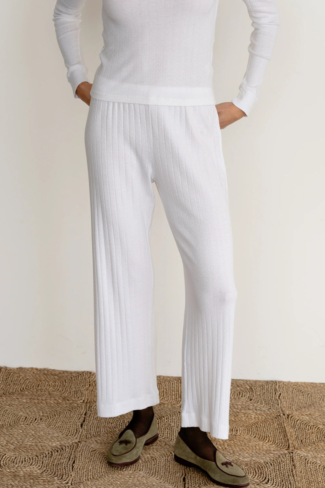 Donni - Powder Pointelle Simple Crop Pant - Kalifornia Jean Bar