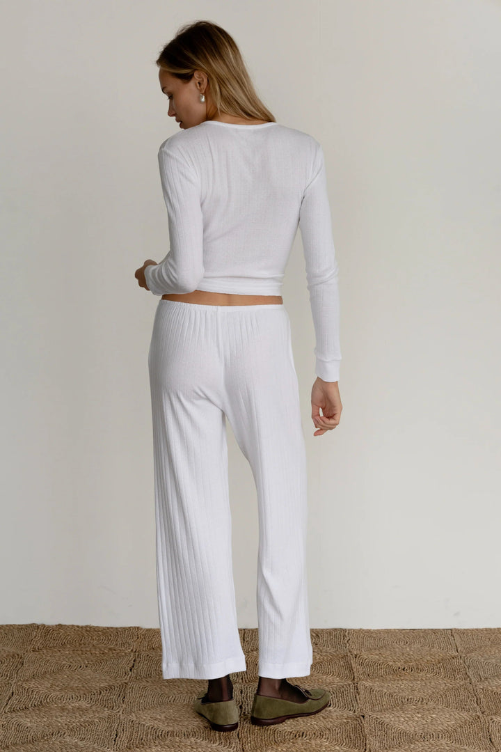 Donni - Powder Pointelle Simple Crop Pant - Kalifornia Jean Bar