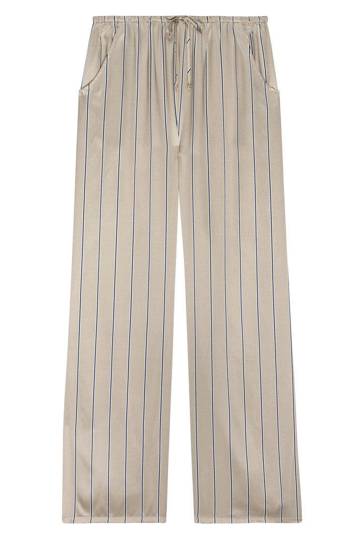 DONNI - Sand Pinstripe Silk Pant - Kalifornia Jean Bar