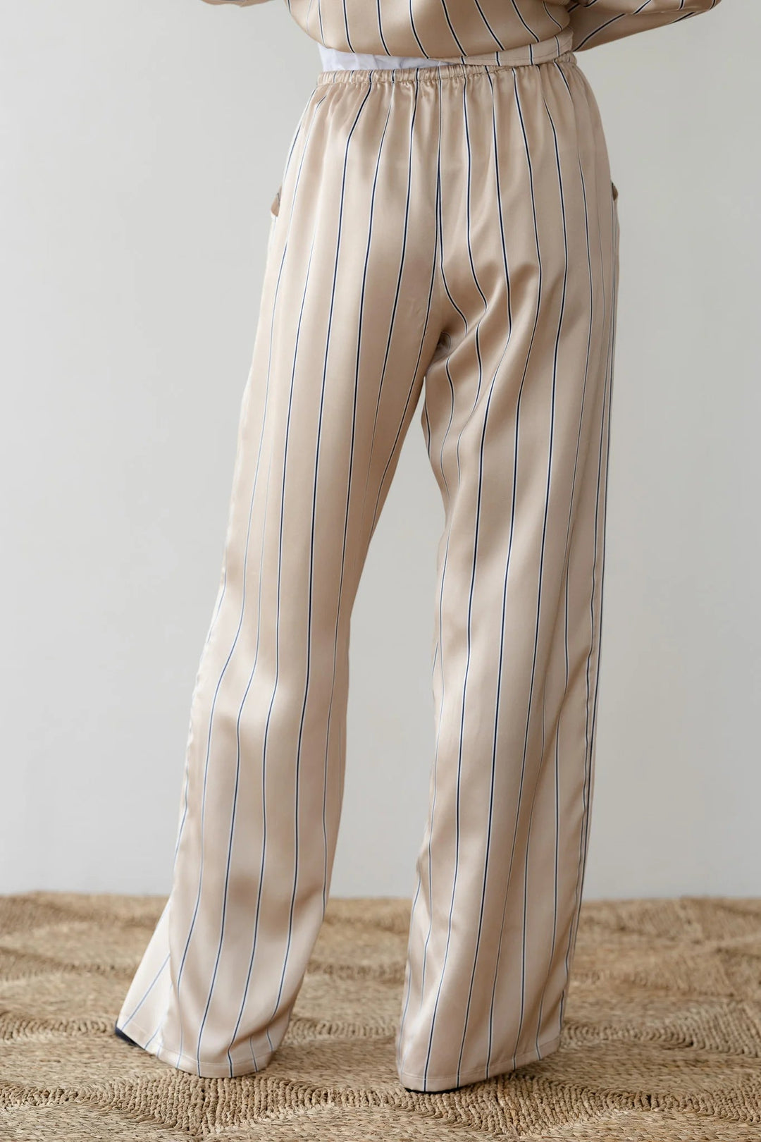 DONNI - Sand Pinstripe Silk Pant - Kalifornia Jean Bar