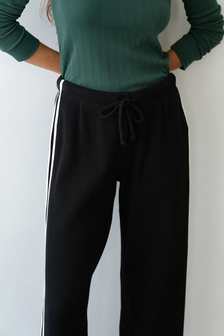 DONNI - Stripe Thermal Crop Pant in Jet - Kalifornia Jean Bar