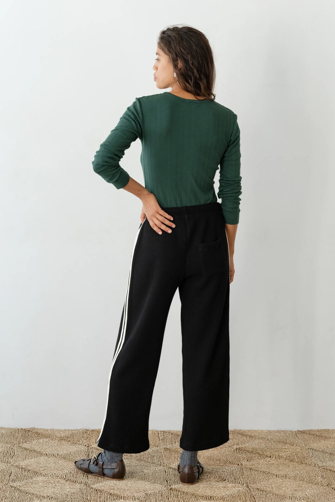 DONNI - Stripe Thermal Crop Pant in Jet - Kalifornia Jean Bar