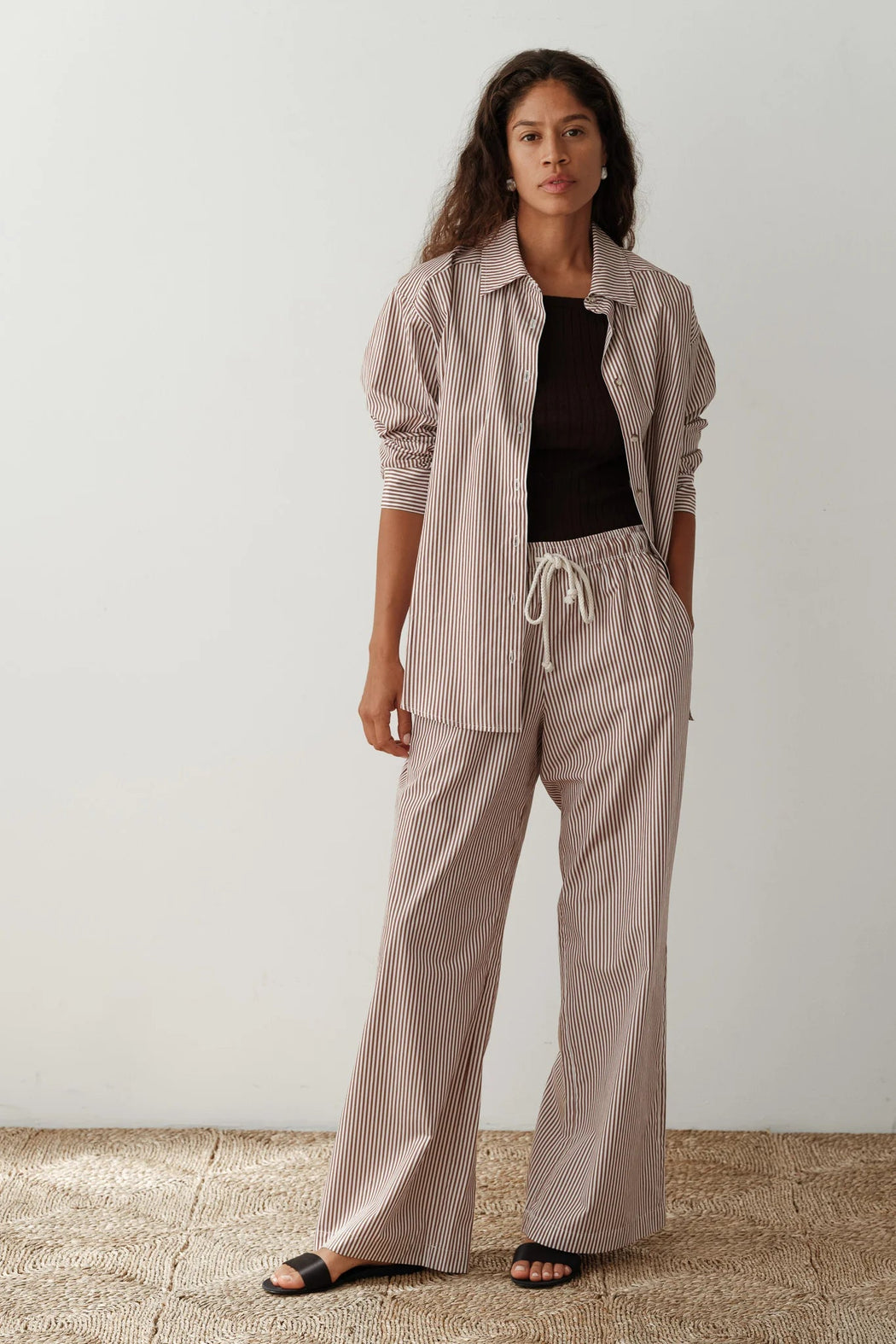 Donni - The Stripe Pop Pant in Espresso Stripe - Kalifornia Jean BarDonni - The Stripe Pop Pant in Espresso Stripe