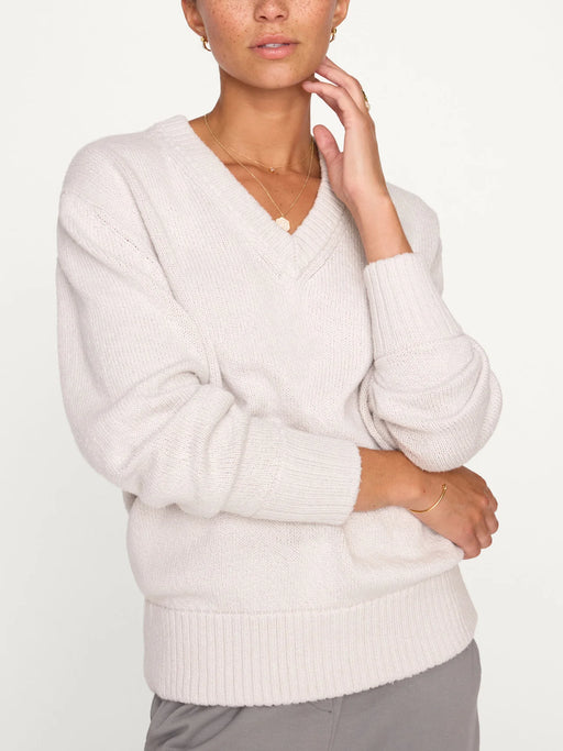Brochu Walker - Emery Knit Vee Sweater in Dove Grey