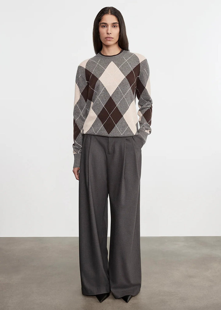Enza Costa - Argyle Knit Cashmere Sweater - Kalifornia Jean Bar