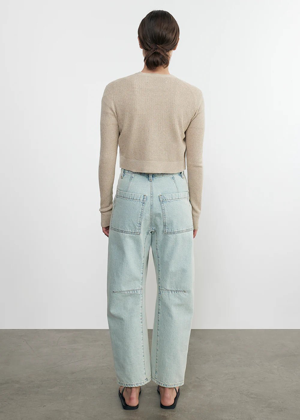 Enza Costa - Basalt Linen Open Knit Cropped Cardigan - Kalifornia Jean Bar