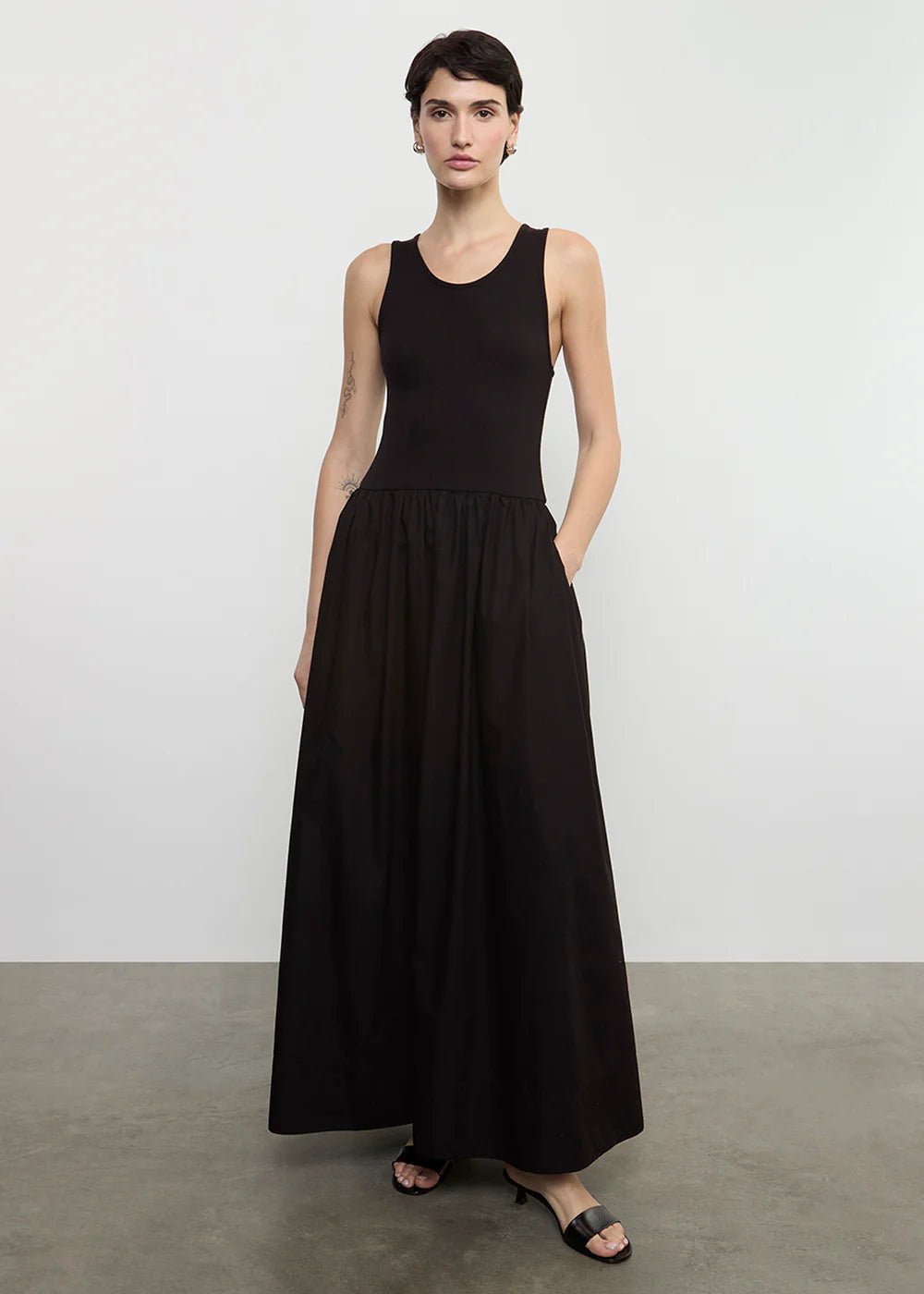 Enza Costa - Black Cotton Resort Tank Dress - Kalifornia Jean Bar