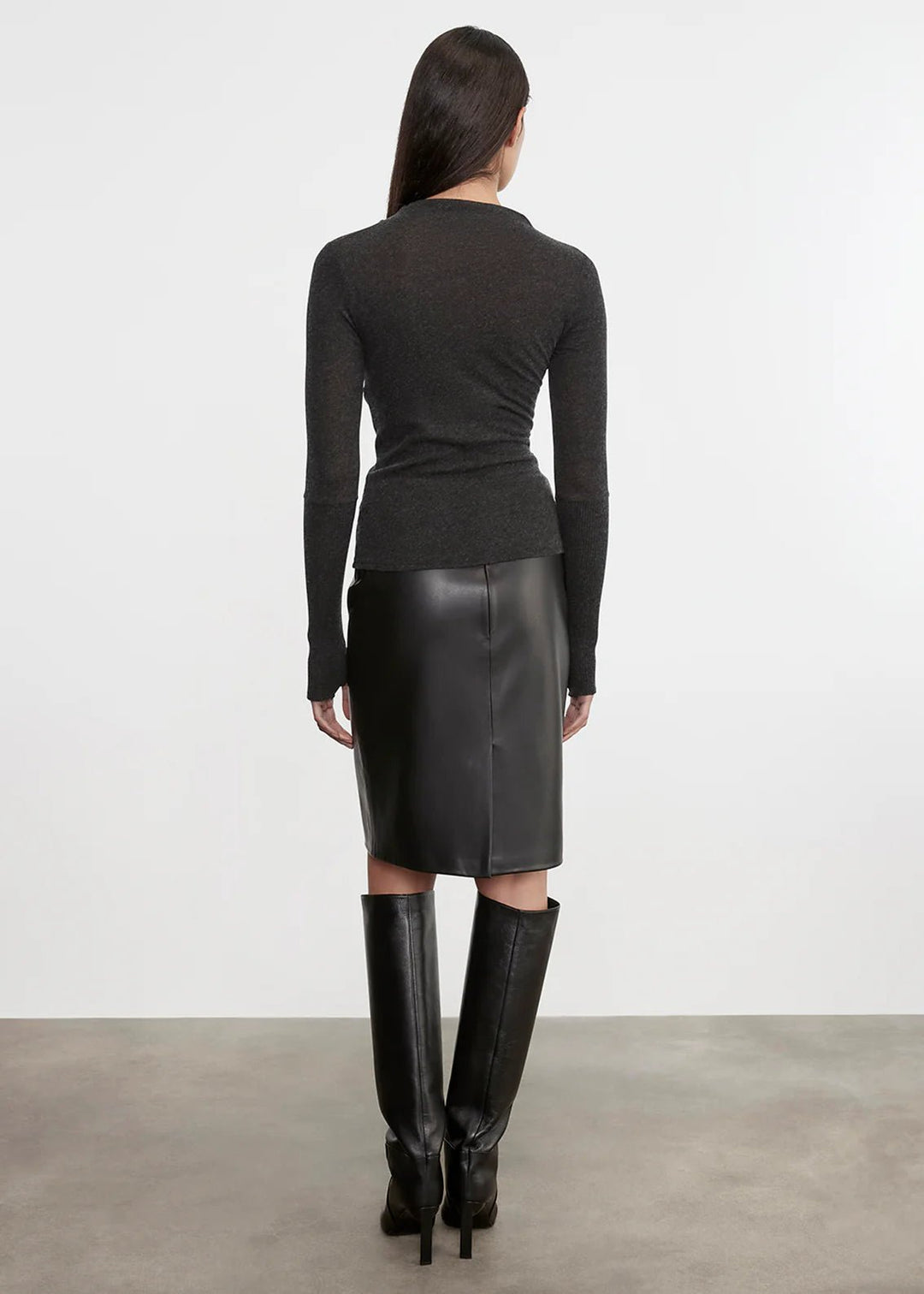 Enza Costa - Charcoal Cashmere Twist Top - Kalifornia Jean Bar