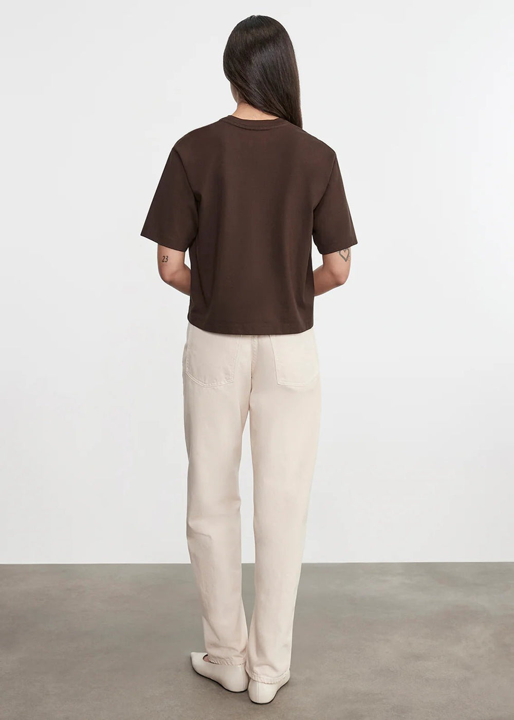Enza Costa TS - Coffee Bean S/S Supima Structured Tee - Kalifornia Jean Bar