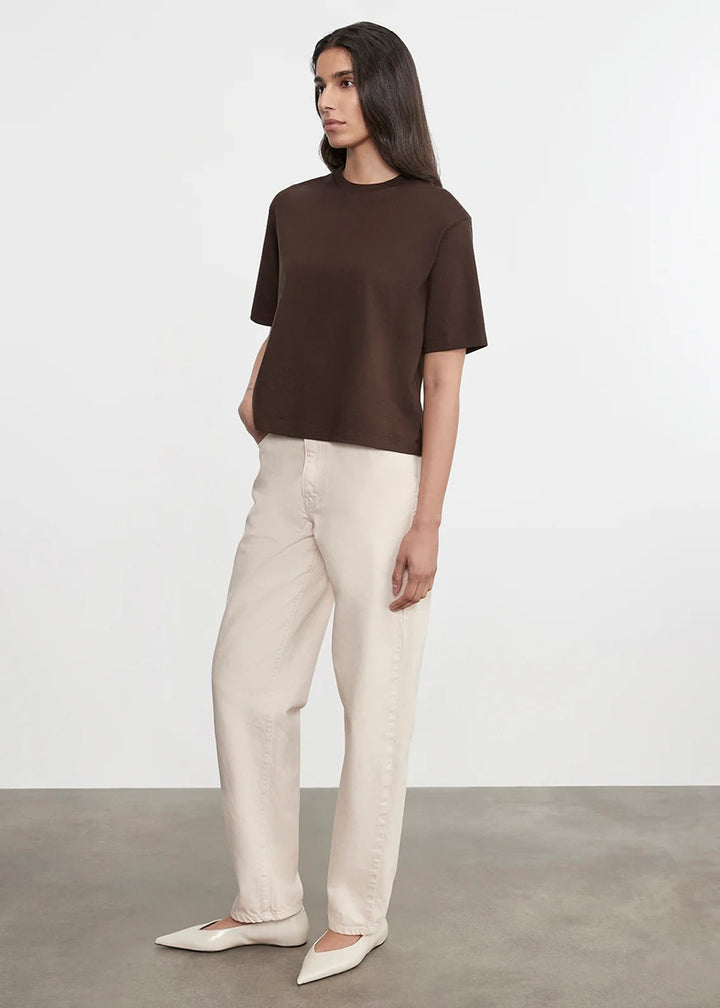 Enza Costa TS - Coffee Bean S/S Supima Structured Tee - Kalifornia Jean Bar