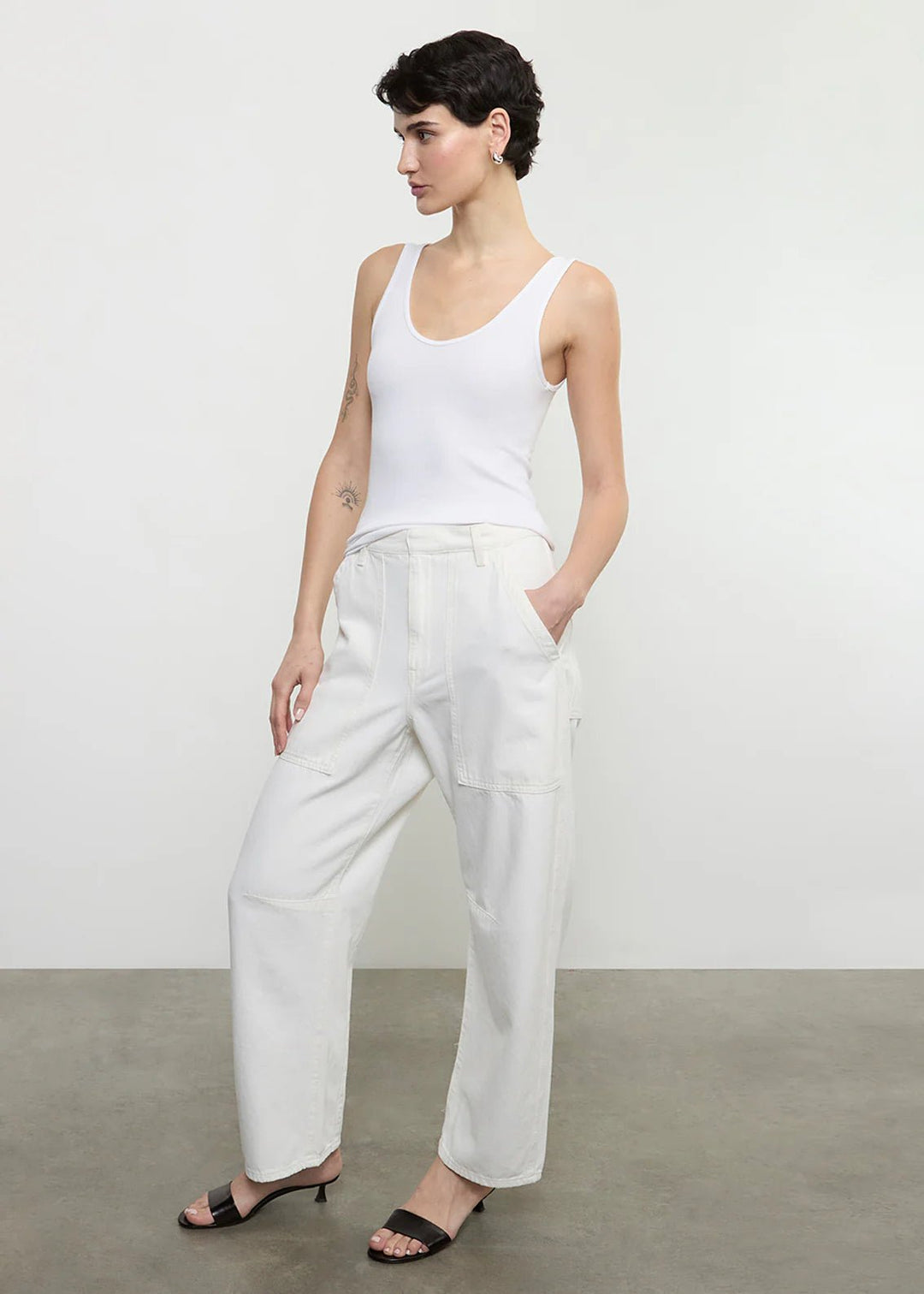 Enza Costa TS - Ecru Utility Italian Denim Pant - Kalifornia Jean Bar