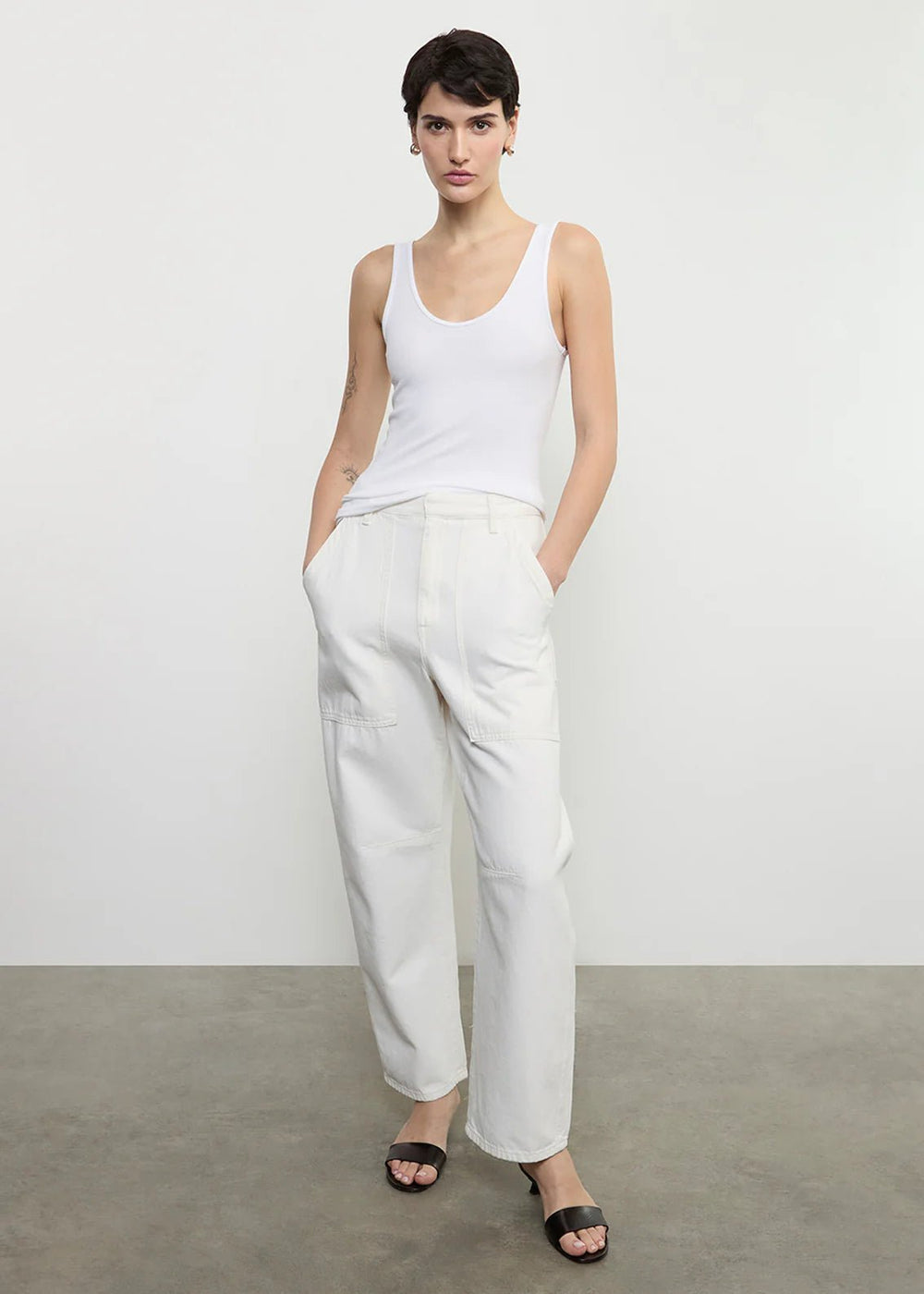 Enza Costa TS - Ecru Utility Italian Denim Pant - Kalifornia Jean Bar