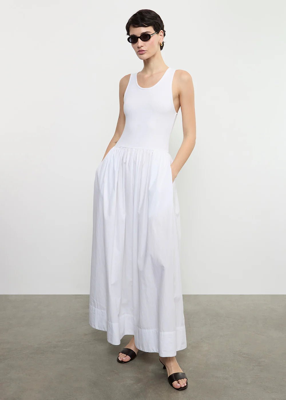 Enza Costa - White Cotton Resort Tank Dress - Kalifornia Jean Bar