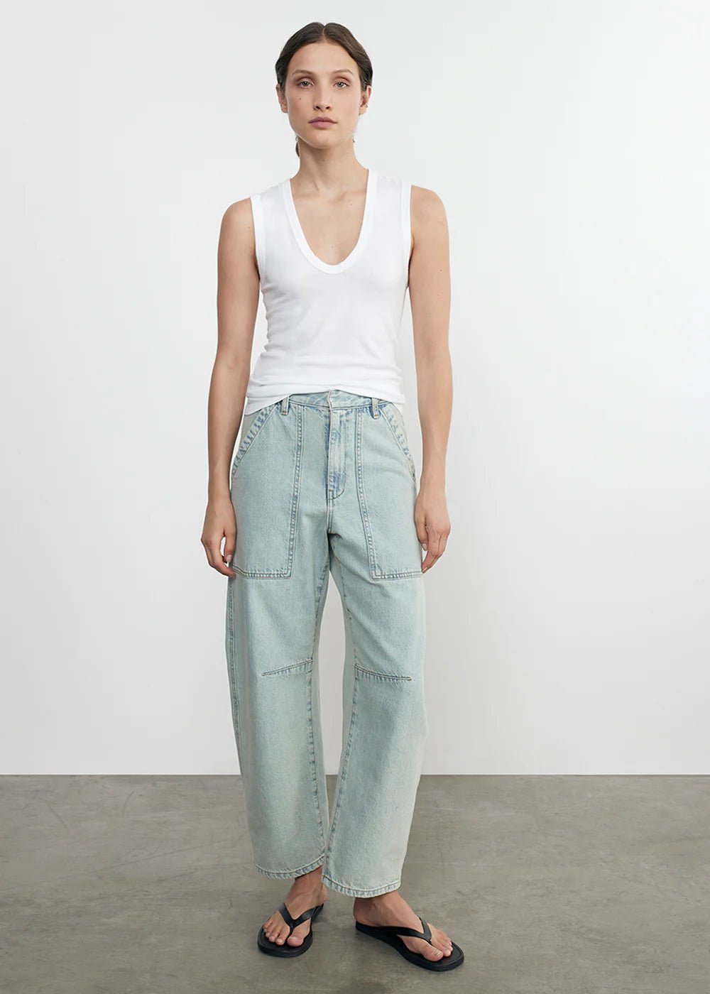 Enza Costa - White U T-Shirt Supima Cotton Sleeveless - Kalifornia Jean Bar