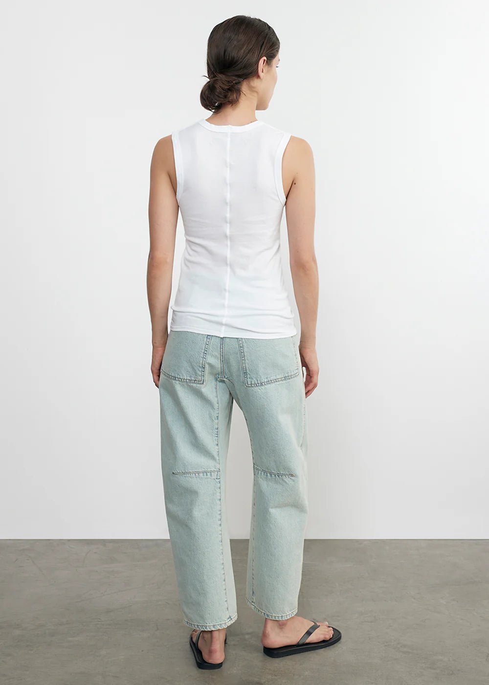 Enza Costa - White U T-Shirt Supima Cotton Sleeveless - Kalifornia Jean Bar