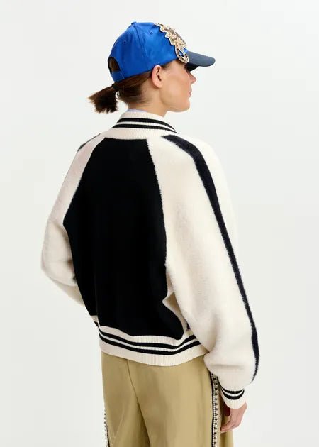 Essentiel Antwerp - Black White Faux Fur Knitted Bomber - Kalifornia Jean Bar