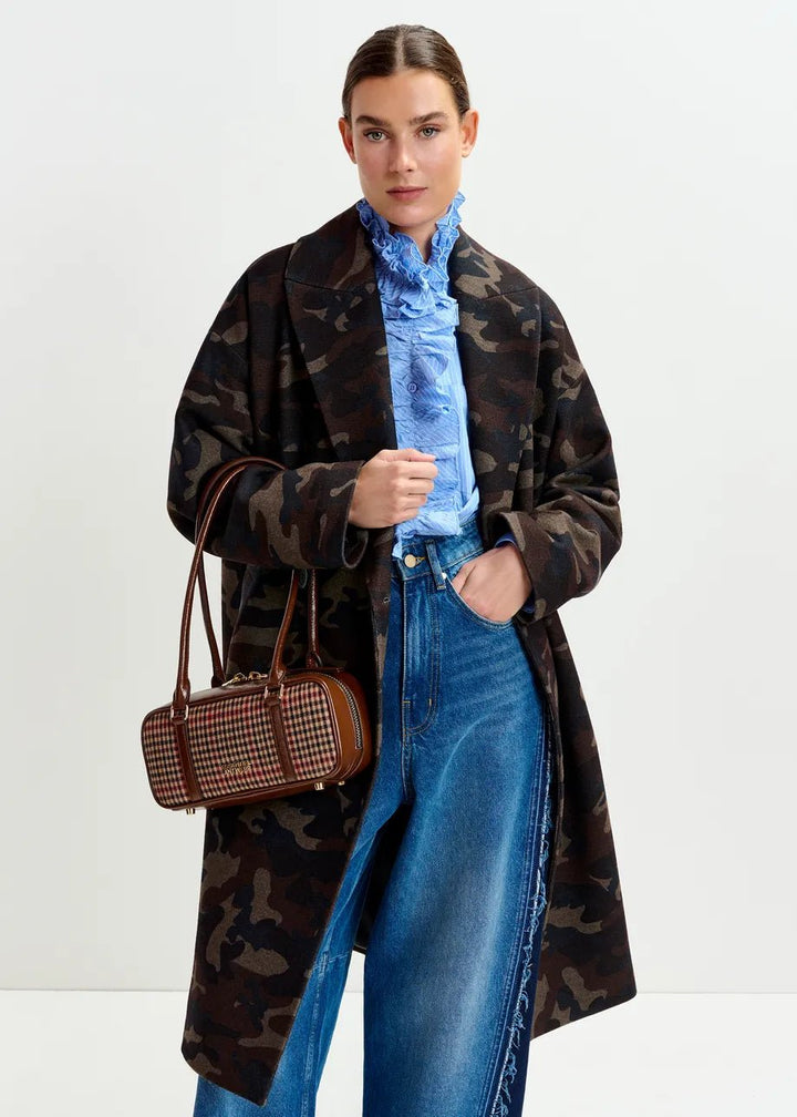 Essentiel Antwerp - Igor Bag w/ Checkwool Fabric Brown Beige - Kalifornia Jean Bar