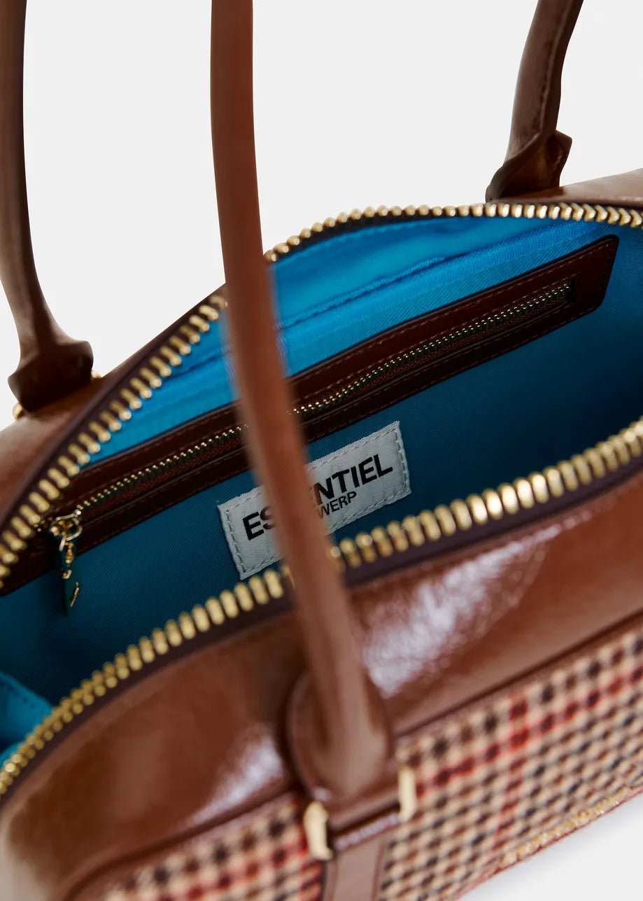Essentiel Antwerp - Igor Bag w/ Checkwool Fabric Brown Beige - Kalifornia Jean Bar