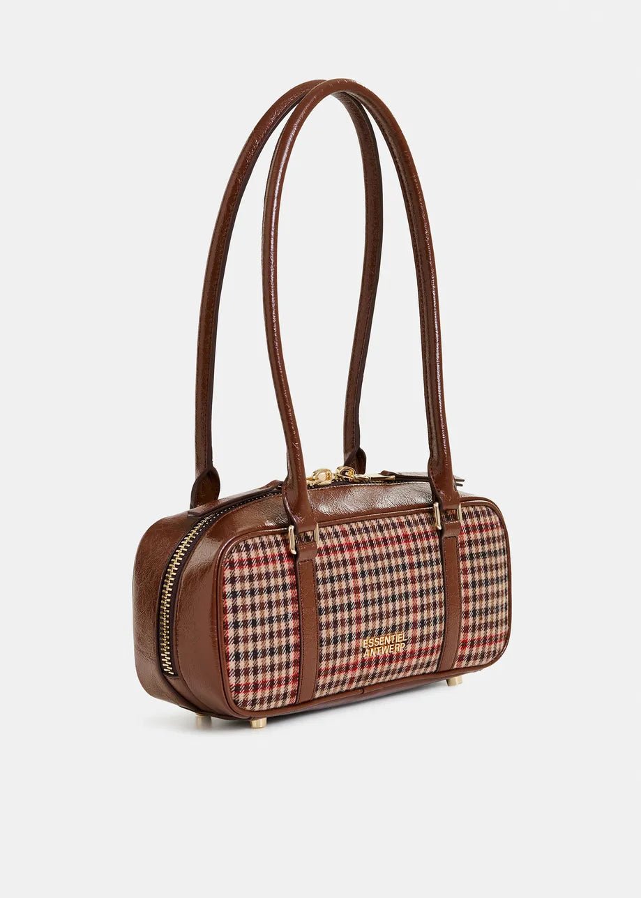 Essentiel Antwerp - Igor Bag w/ Checkwool Fabric Brown Beige - Kalifornia Jean Bar