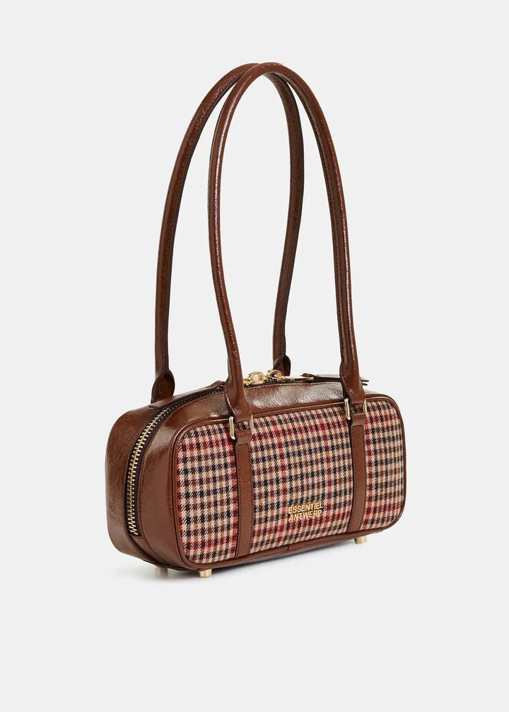 Essentiel Antwerp - Igor Bag w/ Checkwool Fabric Brown Beige - Kalifornia Jean Bar
