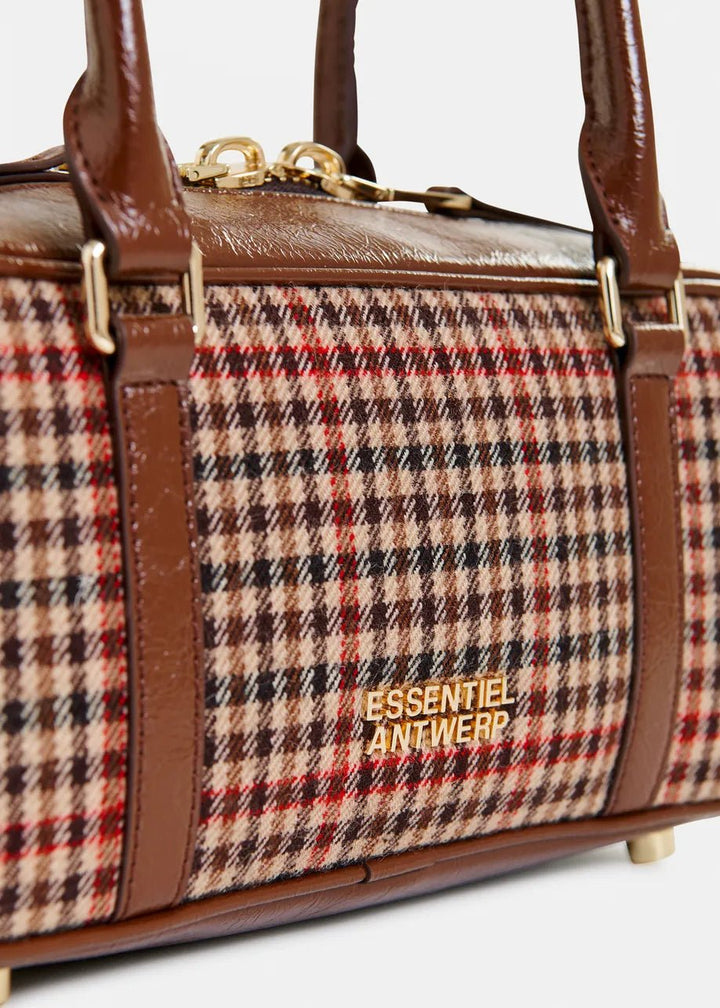 Essentiel Antwerp - Igor Bag w/ Checkwool Fabric Brown Beige - Kalifornia Jean Bar
