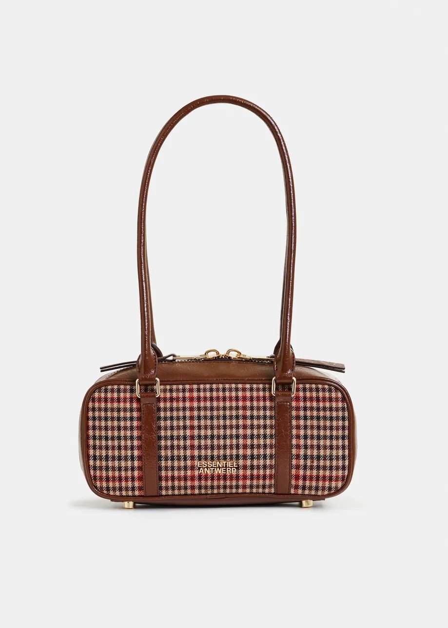 Essentiel Antwerp - Igor Bag w/ Checkwool Fabric Brown Beige - Kalifornia Jean Bar