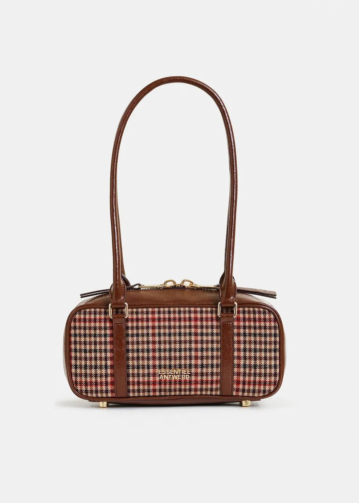 Essentiel Antwerp - Igor Bag w/ Checkwool Fabric Brown Beige - Kalifornia Jean Bar