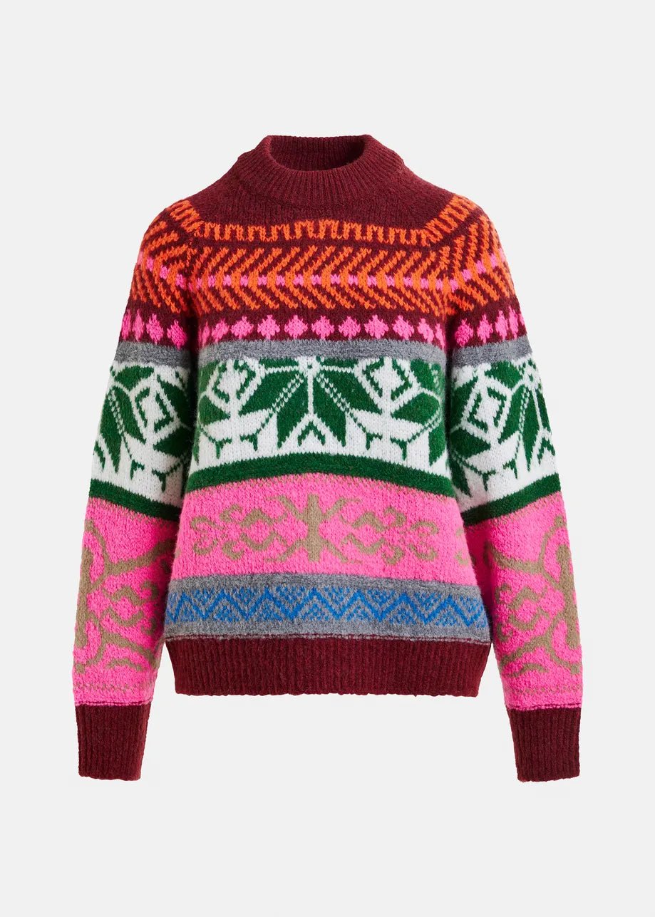 Essentiel Antwerp - Irelando Jacquard Knit Pullover Burgundy Multicolor - Kalifornia Jean Bar