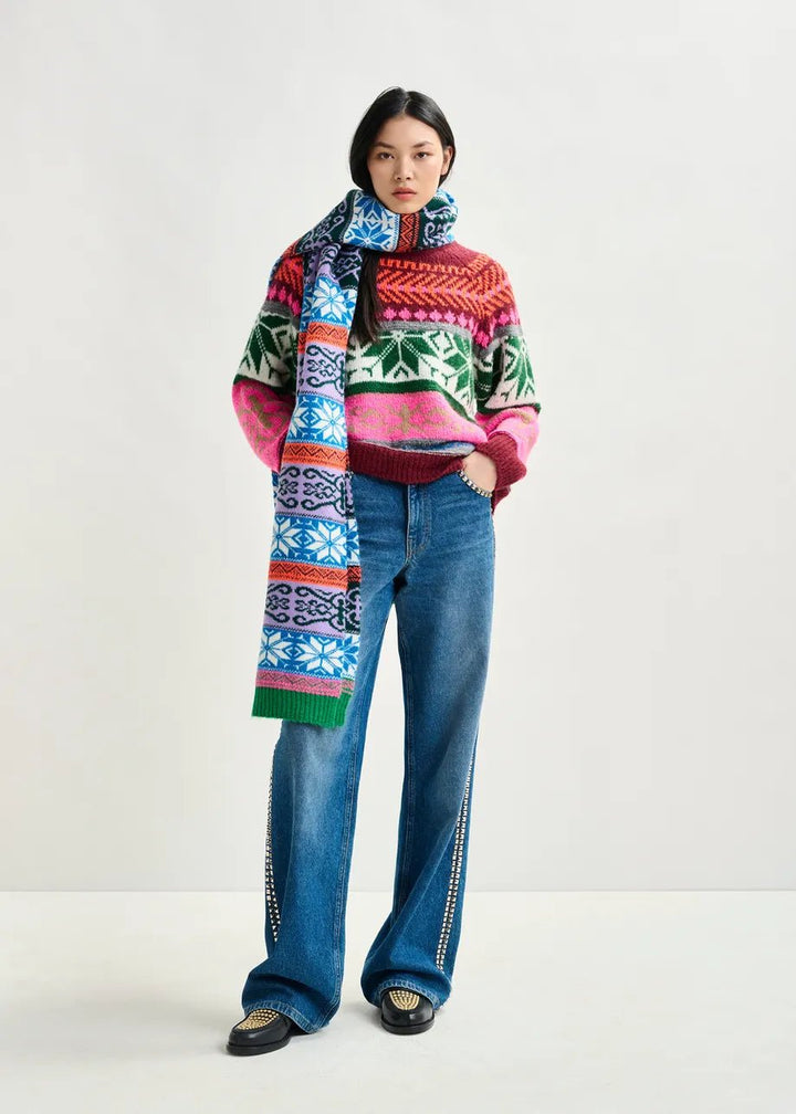 Essentiel Antwerp - Irelando Jacquard Knit Pullover Burgundy Multicolor - Kalifornia Jean Bar