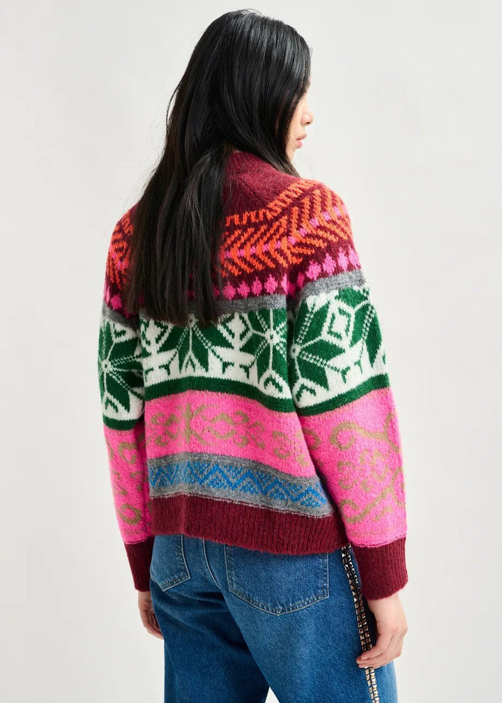 Essentiel Antwerp - Irelando Jacquard Knit Pullover Burgundy Multicolor - Kalifornia Jean Bar