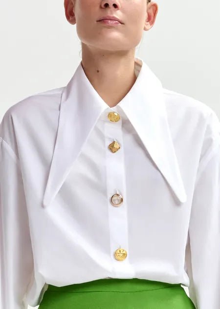 Essentiel Antwerp - Jomato White Elongated Collar Shirt - Kalifornia Jean Bar