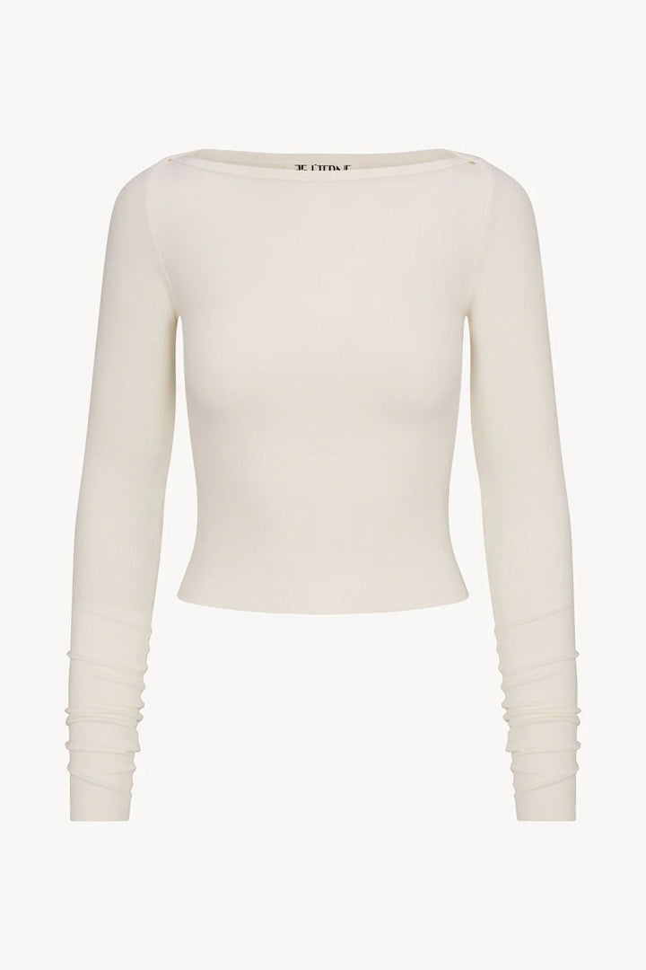 Éterne - Cream Long Sleeve Boat Neck Top - Kalifornia Jean Bar
