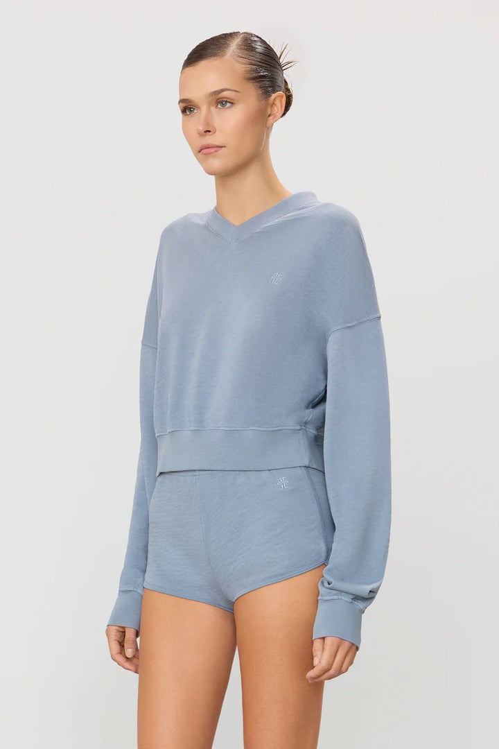 Éterne - Cropped V - Neck Sweatshirt Slate - Kalifornia Jean Bar